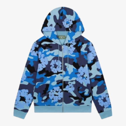 Denim Tears The Cotton Wreath Zip Hoodie Blue Camo front