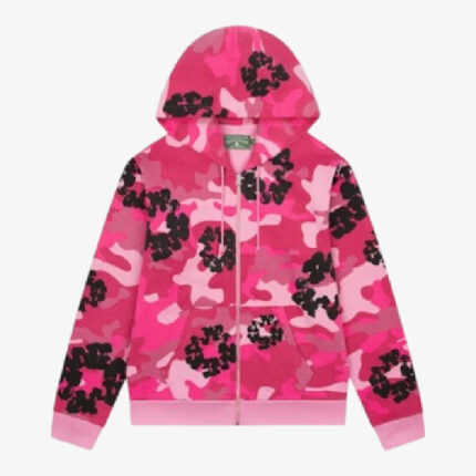 Denim Tears The Cotton Wreath Zip Hoodie Pink Camo front