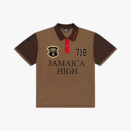 Denim Tears x Stussy Spades Team Polo Brown front