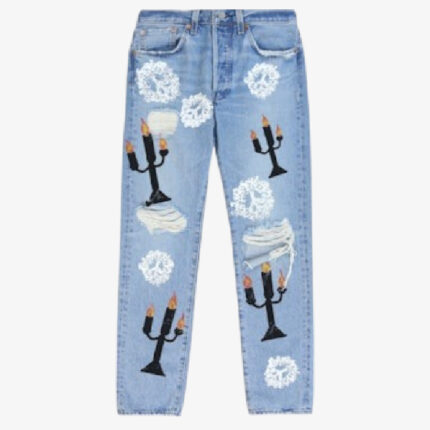 Denim Tears x Virgil Abloh "Message in a Tear" Printed Jeans Blue